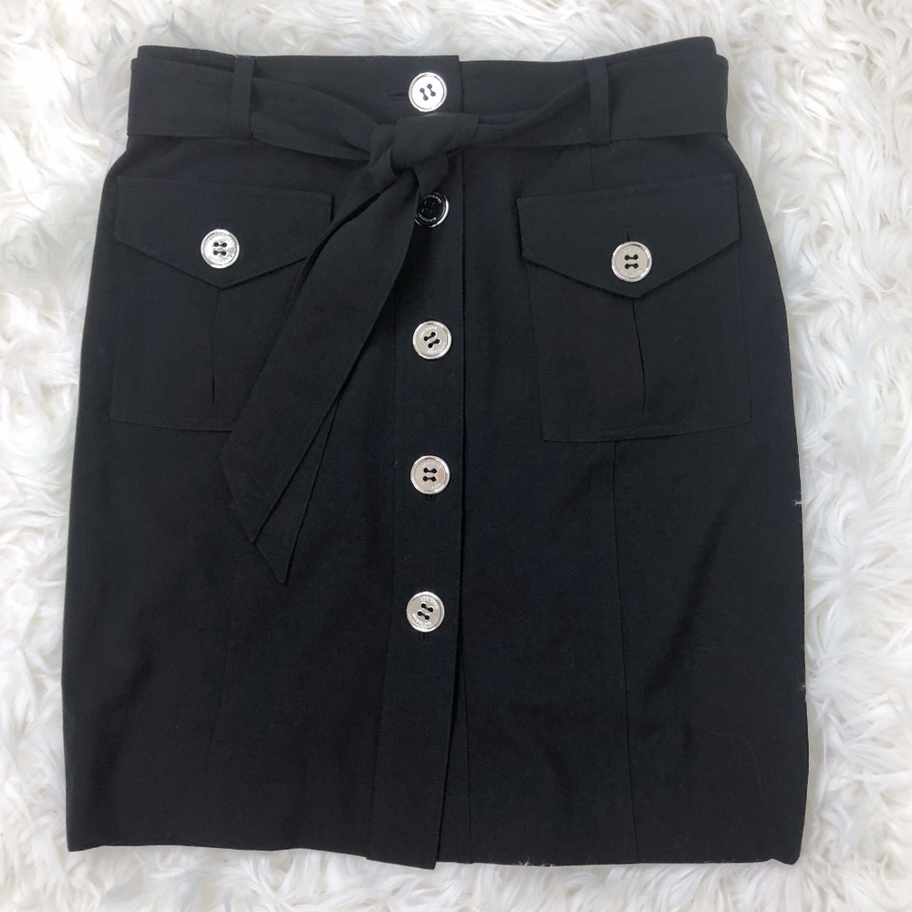 Adrienne Vittadini Studio Black Button Down Skirt